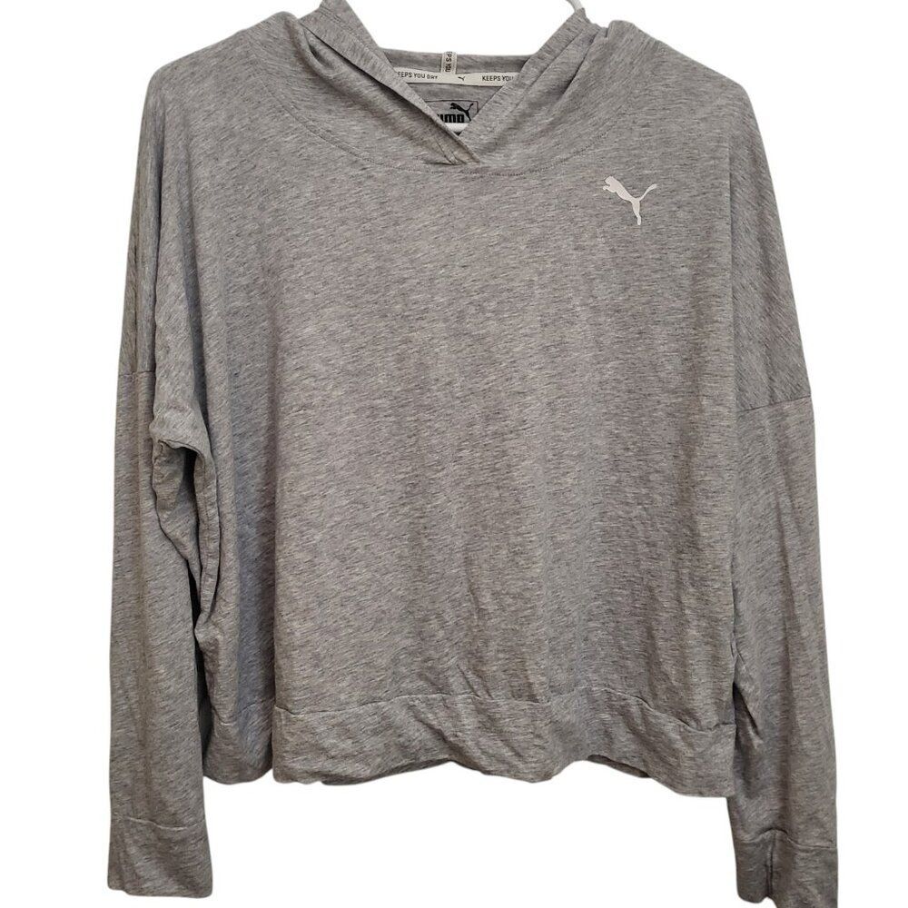 Puma Gray Lightweight Cropped Pullover Hoodie - image 1